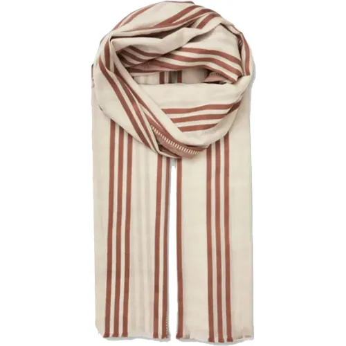 Scarves, female, , Size: ONE SIZE Striped Kamea Scarf Brown - Becksöndergaard - Modalova