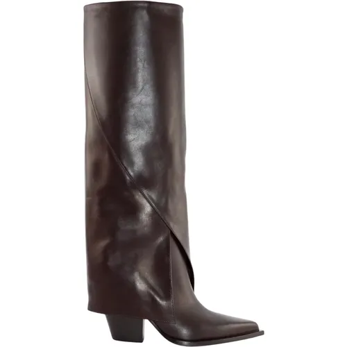 Dark Leather High Heel Boots , female, Sizes: 5 UK - Elena Iachi - Modalova