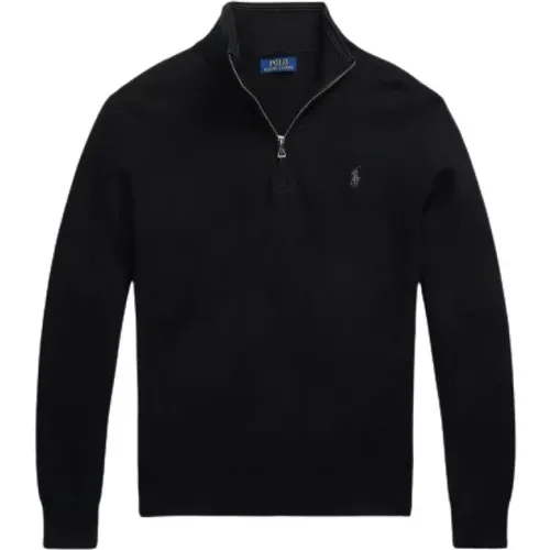 Turtlenecks, male, , Size: XL Honeycomb Half-Zip Cotton Sweater - Polo Ralph Lauren - Modalova