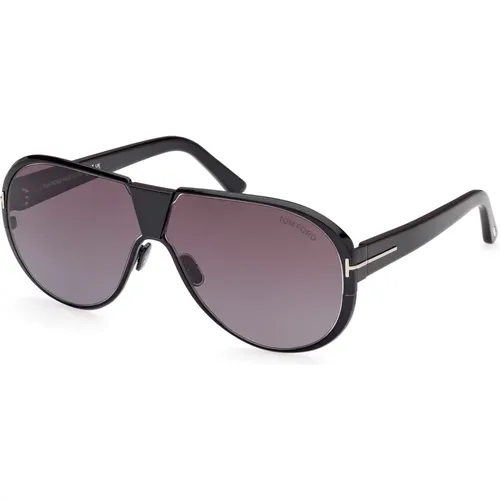 Schwarze/Rauchgetönte Sonnenbrille , Herren, Größe: 64 MM - Tom Ford - Modalova