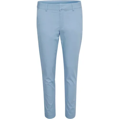 Slim Fit Chino Hose Faded Denim , Damen, Größe: 2XL - Kaffe - Modalova