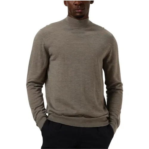 Grüner Pullover Mock für Herren,Schwarzer Pullover Mock für Herren,Zeitloser anthrazit Pullover für Herren,Beiger Pullover für Herren - Profuomo - Modalova