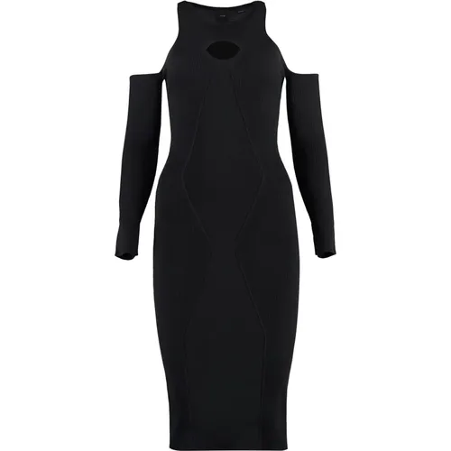 Geripptes Strick-Midi-Kleid mit Ausschnitten , Damen, Größe: M - pinko - Modalova