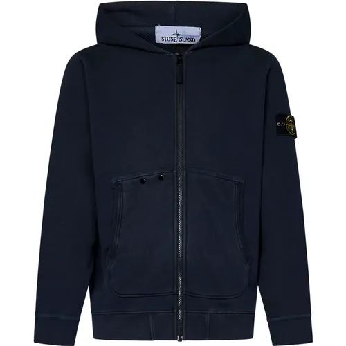 Blauer Fleece-Kapuzenpullover , Herren, Größe: L - Stone Island - Modalova