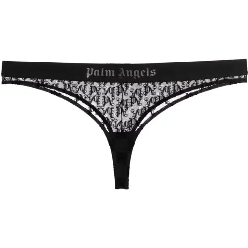 Bottoms, female, , Size: S Lace Thong with Logo Band - Palm Angels - Modalova