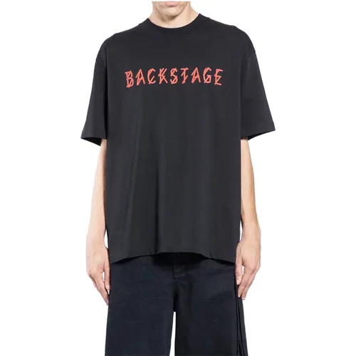 T-Shirts, male, , Size: L Round Neck Tee with Backstage Print - 44 Label Group - Modalova