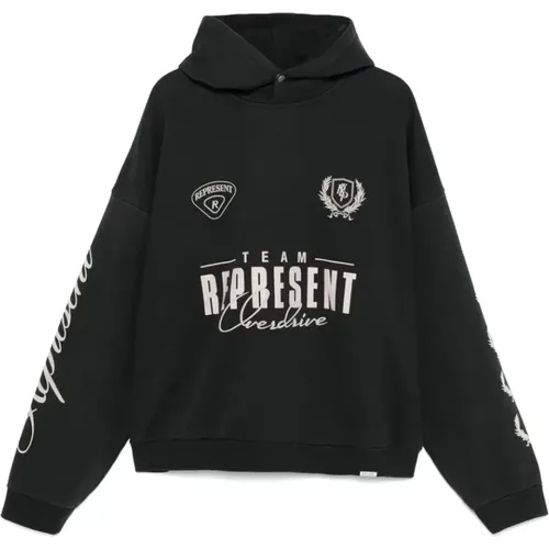 Hoodies, male, , Size: S Hooded Sweatshirt with Press-Stud Fastening - Represent - Modalova