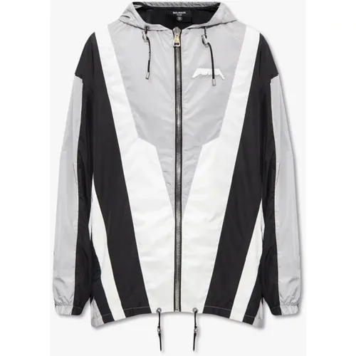 Geometric Zip Track Jacket , male, Sizes: 2XL, S - Balmain - Modalova