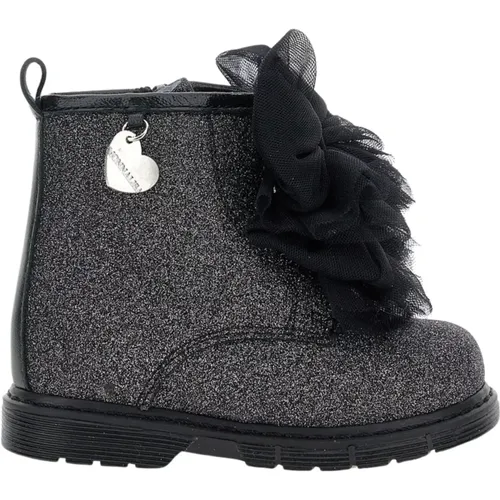 Glitzernde Schwarze Flache Schuhe - Monnalisa - Modalova