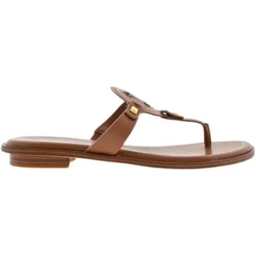 Flip Flops, female, , Size: 8 US Cut Out Camel Leather Sandals - Michael Kors - Modalova