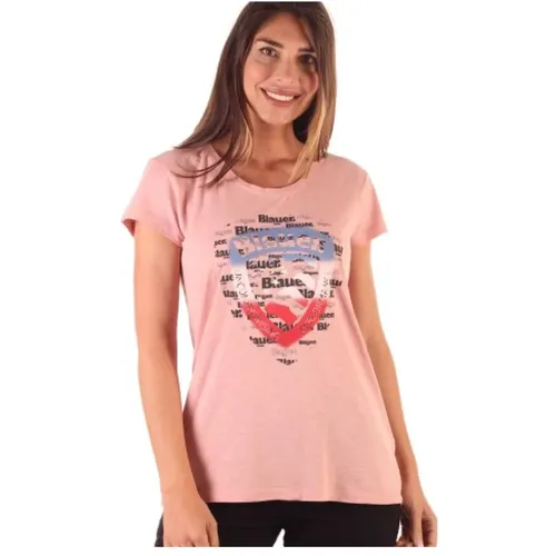 Damen Baumwoll T-Shirt , Damen, Größe: L - Blauer - Modalova