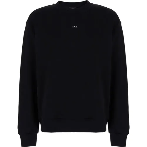 Schwarzer Crewneck Pullover mit Logo - A.P.C. - Modalova