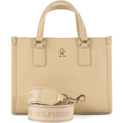 Eco-leather Handbag with Logo Plaque , female, Sizes: ONE SIZE - Tommy Hilfiger - Modalova