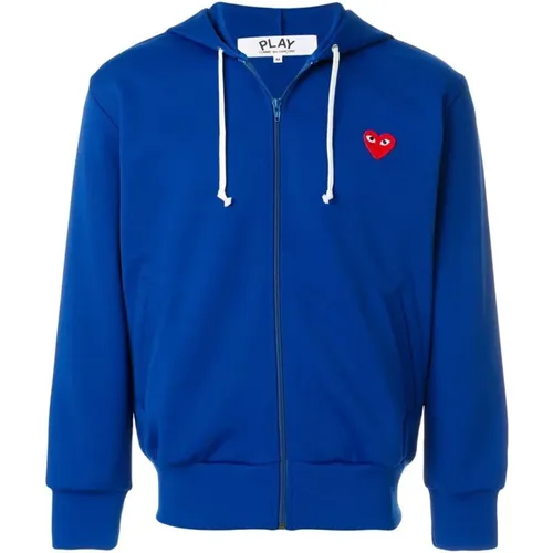 Zip-throughs, male, , Size: XL Cotton Hoodie with Zipper and Logo - Comme des Garçons Play - Modalova