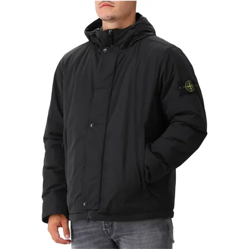 Schwarze Kapuzenjacke Primaloft gesteppt - Stone Island - Modalova