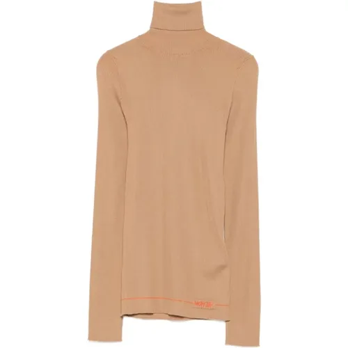 Turtlenecks, female, , Size: S Ribbed turtleneck top - Moncler - Modalova
