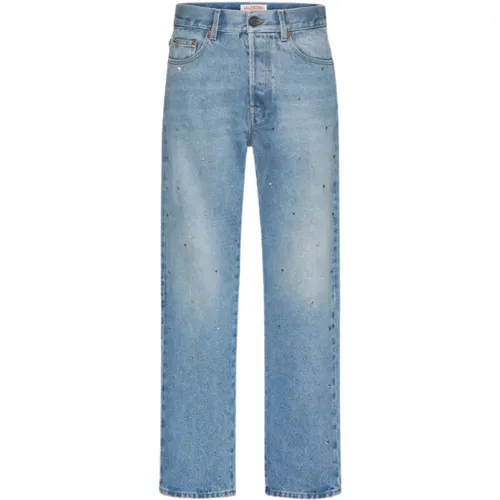 Denim pants with Rockstud Spike studs throughout the garment , male, Sizes: W34 - Valentino - Modalova