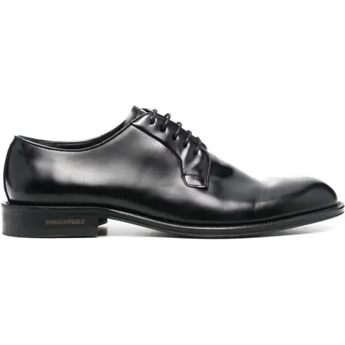 Schwarze Leder Schnürschuhe - Dsquared2 - Modalova