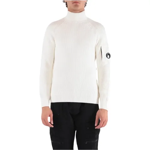 Turtlenecks, male, , Size: L Ribbed High Neck Sweater with Logo Pocket - C.P. Company - Modalova