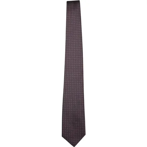 Ties, male, , Size: ONE SIZE Brown Geometric Silk Tie - Canali - Modalova