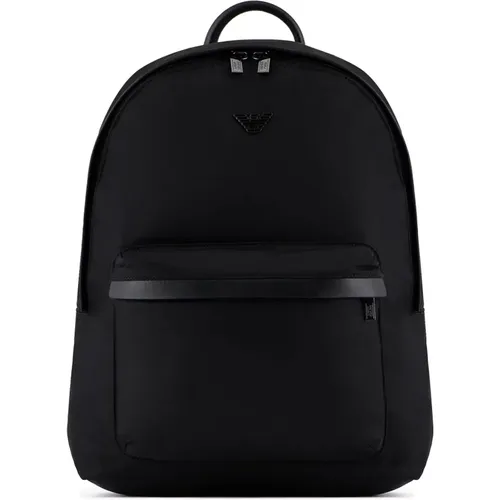 Urbaner Nylon-Rucksack mit Lederdetails - Emporio Armani - Modalova