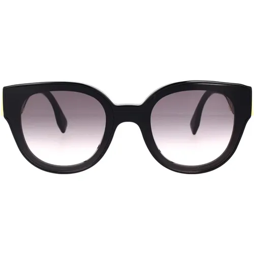Glamouröse runde Sonnenbrille mit dunkelgrauer Linse , Herren, Größe: 63 MM - Fendi - Modalova