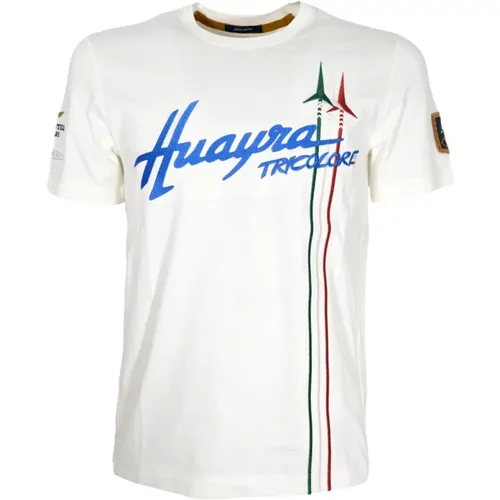 Huayra Tricolore Weiße Baumwoll-T-Shirt , Herren, Größe: 3XL - aeronautica militare - Modalova