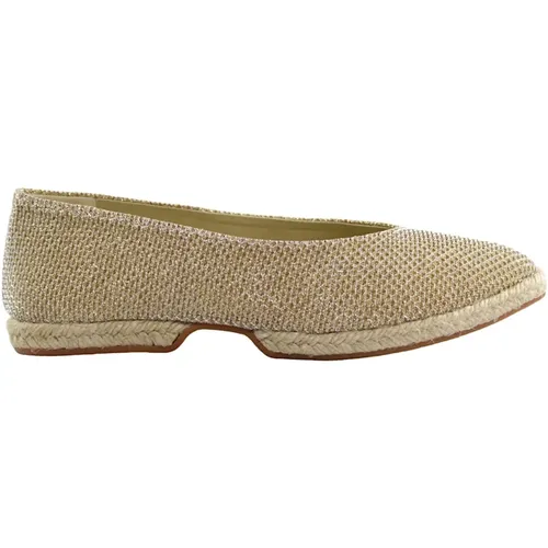 Goldene laminierte Ballerina-Schuhe , Damen, Größe: 38 EU - Espadrilles - Modalova