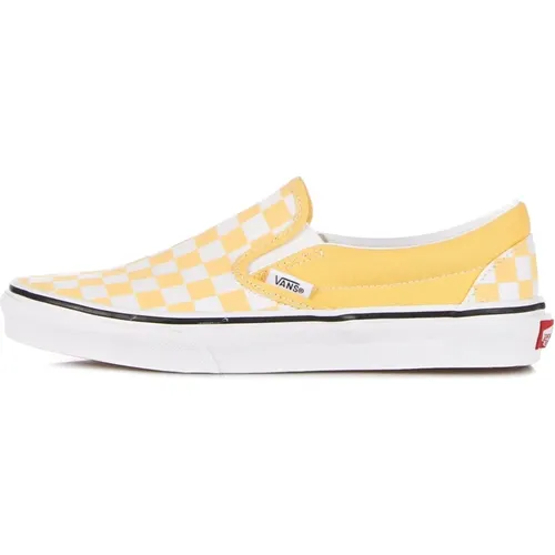 Sneakers, male, , Size: 8 US Checkerboard Slip-on Low Shoe Flax/White - Vans - Modalova