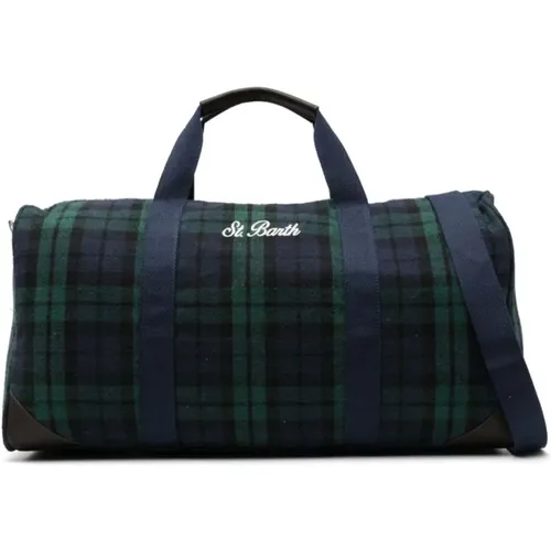 Tartan Check Suitcase Green , male, Sizes: ONE SIZE - MC2 Saint Barth - Modalova