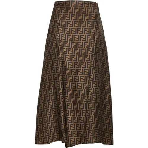 FF Motif Twill Midi Skirt , female, Sizes: XS - Fendi - Modalova