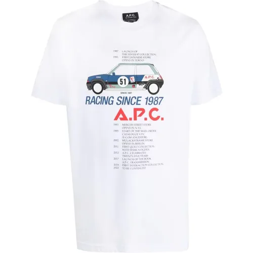 Weiße Baumwoll-T-Shirt mit Frontdruck - A.p.c. - Modalova