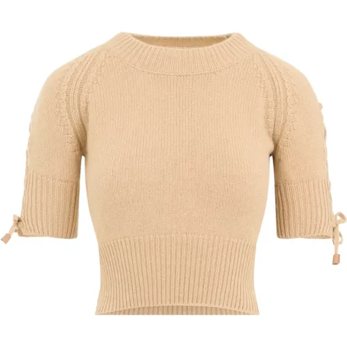 Cashmere Knitwear, female, , Size: 2XS Short-sleeve Sweater - Ermanno Scervino - Modalova