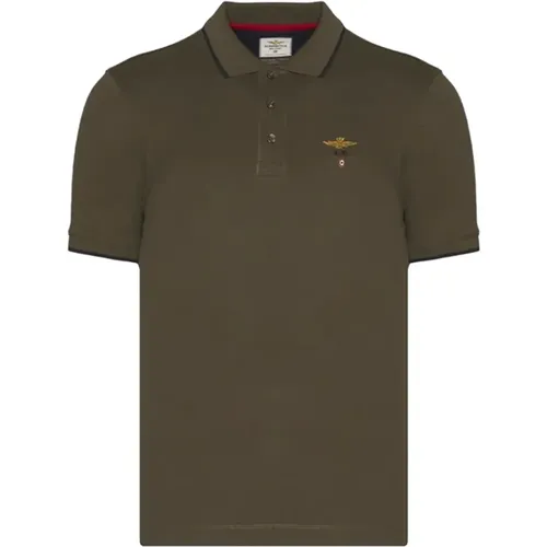 Grünes Polo-Shirt Klassischer Stil , Herren, Größe: XL - aeronautica militare - Modalova