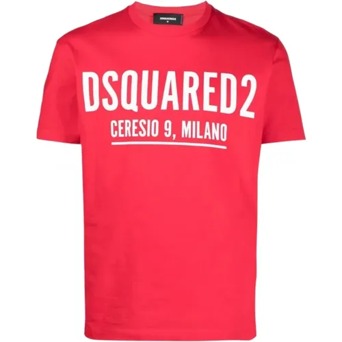 Cotton Logo Print T-Shirt , male, Sizes: XL - Dsquared2 - Modalova