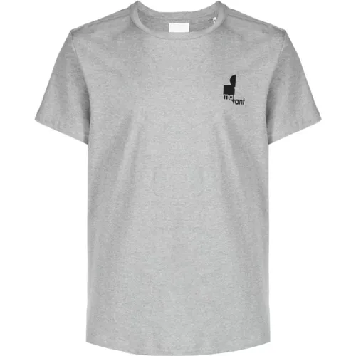 Zafferh-ga Graues T-Shirt mit Schwarzem Logo , Herren, Größe: 2XL - Isabel marant - Modalova