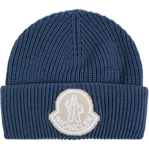 Beanies, male, , Size: ONE SIZE Cap with logo patch - Moncler - Modalova