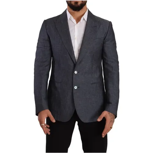 Blazers, male, , Size: M Linen Cotton Jacket Taormina Blazer - Dolce & Gabbana - Modalova