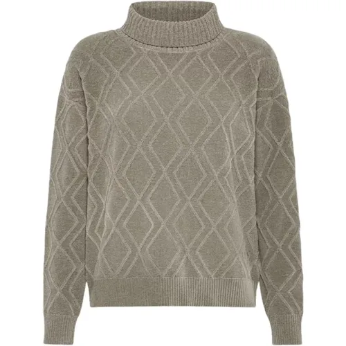 Geprägter Diamantmuster Chenille-Pullover , Damen, Größe: M - RRD - Modalova