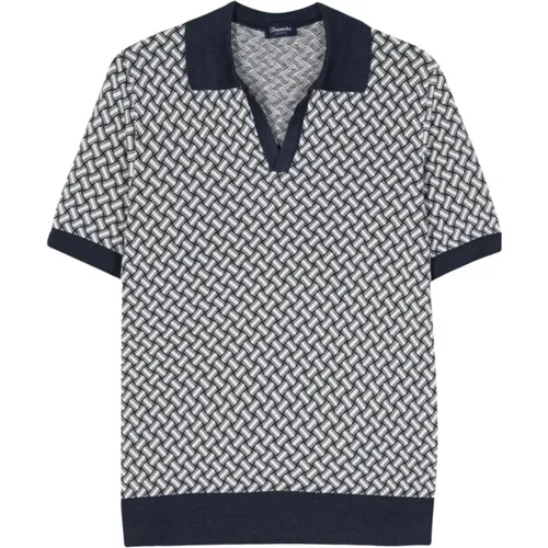 Blau/Weiß Polo Shirt , Herren, Größe: M - Drumohr - Modalova