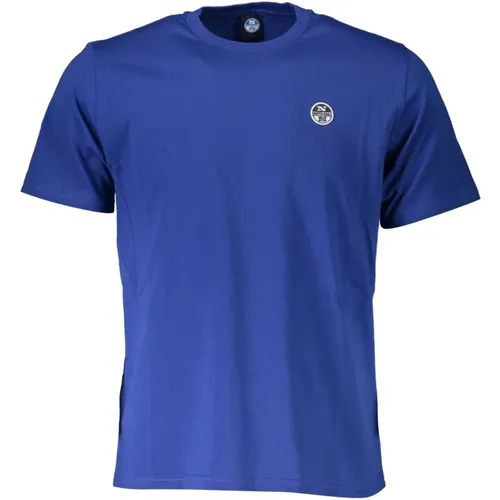 Blaues Baumwoll-Logo-T-Shirt , Herren, Größe: L - North Sails - Modalova