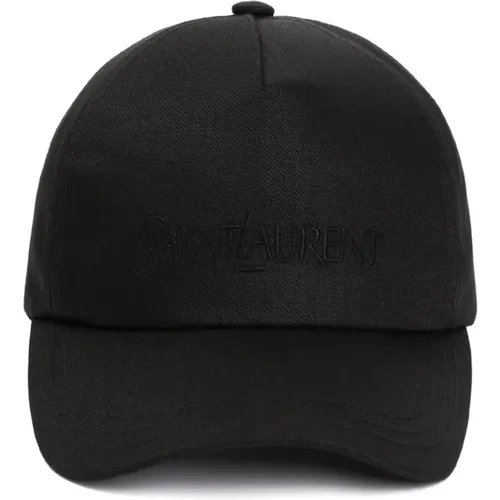 Caps, male, , Size: 57 CM Cotton and Linen Baseball cap - Saint Laurent - Modalova