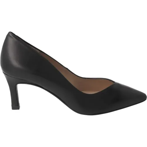 Schwarze Leder V-Cut Stiletto Pumps , Damen, Größe: 39 EU - Unisa - Modalova