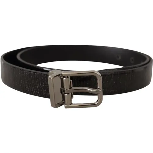 Belts, male, , Size: 90 CM Leather Vernice Metal Buckle Belt - Dolce & Gabbana - Modalova