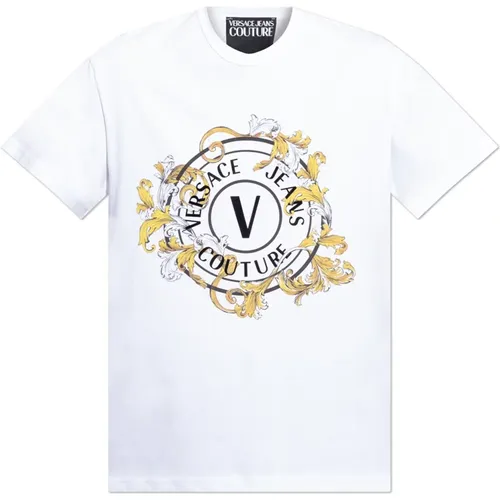 T-Shirts, male, , Size: 2XL T-shirt with printed logo - Versace Jeans Couture - Modalova