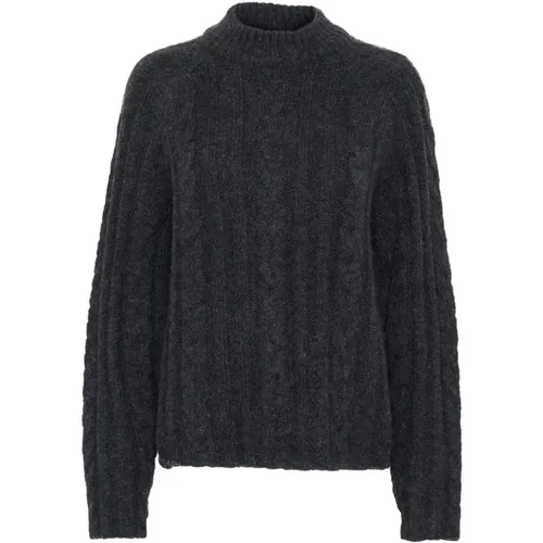 Schwarz Austern Melange Strickpullover , Damen, Größe: 2XL - Kaffe - Modalova