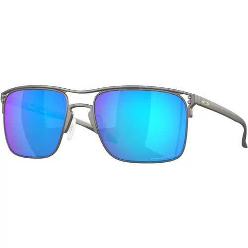 Sunglasses, male, , Size: 57 MM Holbrook TI Sunglasses Matte Ruthenium/Prizm Sapphire - Oakley - Modalova