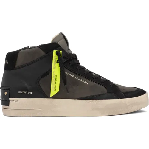 Sneakers, male, , Size: 9 US Leather Sneakers with Black Details - Crime London - Modalova