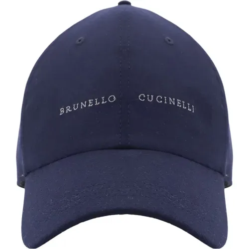 Kaschmir Seidenmütze mit Logo-Stickerei , Herren, Größe: M - BRUNELLO CUCINELLI - Modalova