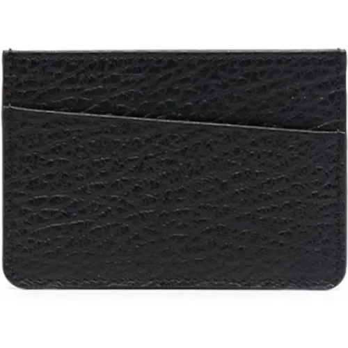 Wallets & Cardholders, male, , Size: ONE SIZE Leather Card Holder with Hammered Texture - Maison Margiela - Modalova